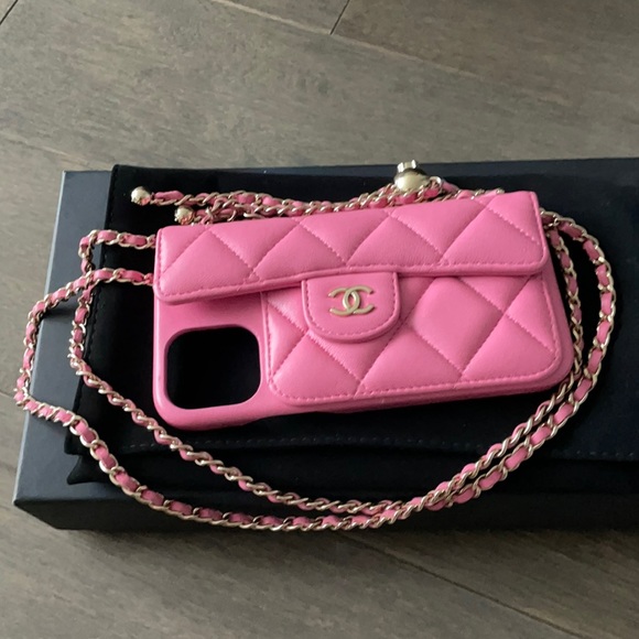 Chanel Classic Phone Case For iPhone 12 Pro or 13 with gold chain - Picture 2 of 5
